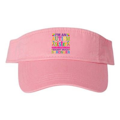 Autism Sister Autism Awareness Autism Ribbon Puzzle Pieces Colorful Typography Valucap Bio-Washed Visor