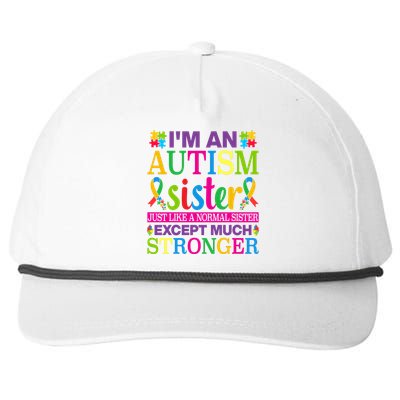 Autism Sister Autism Awareness Autism Ribbon Puzzle Pieces Colorful Typography Snapback Five-Panel Rope Hat