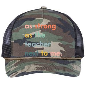 As Strong As The Teacher Next To Me Teacher Appreciation Funny Gift Retro Rope Trucker Hat Cap