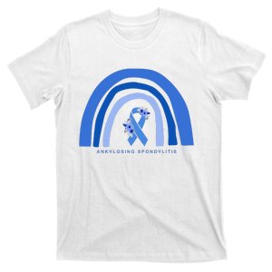 Ankylosing Spondylitis Awareness Support Floral Blue Ribbon T-Shirt