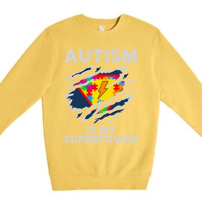 Autism Superpower Autism Awareness Day Gift Premium Crewneck Sweatshirt