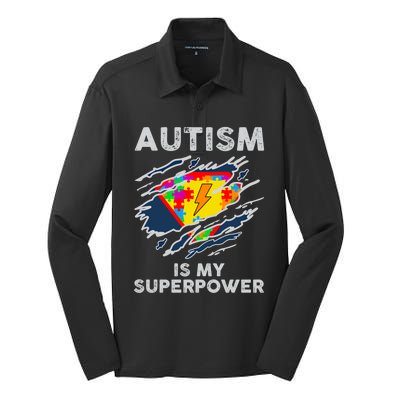 Autism Superpower Autism Awareness Day Gift Silk Touch Performance Long Sleeve Polo