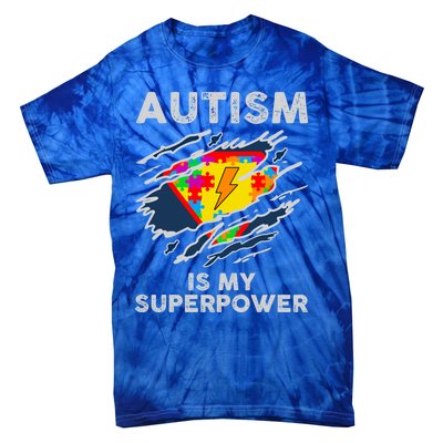 Autism Superpower Autism Awareness Day Gift Tie-Dye T-Shirt