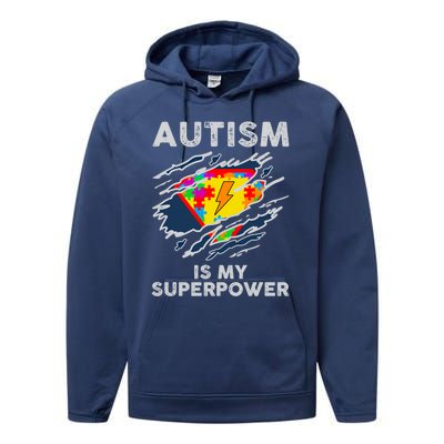 Autism Superpower Autism Awareness Day Gift Performance Fleece Hoodie