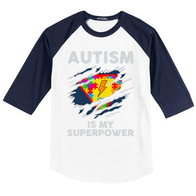 Autism Superpower Autism Awareness Day Gift Baseball Sleeve Shirt