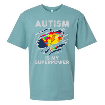 Autism Superpower Autism Awareness Day Gift Sueded Cloud Jersey T-Shirt