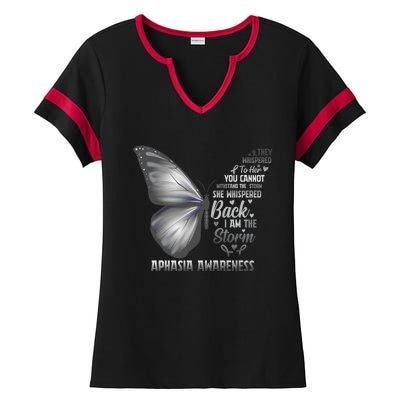 Aphasia Support Awareness Print Gift Ladies Halftime Notch Neck Tee