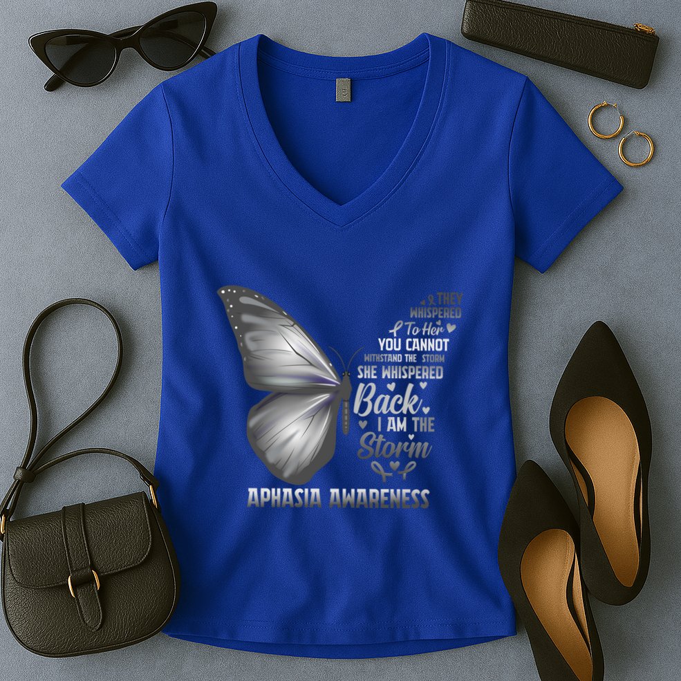 Aphasia Support Awareness Print Gift Women's V-Neck T-Shirt
