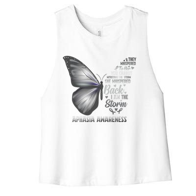 Aphasia Support Awareness Print Gift Women's Racerback Cropped Tank