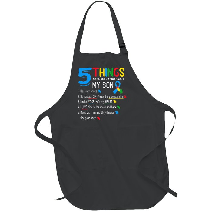 Autistic Son Autism Awareness Support For Mom Dad Parents Full-Length Apron With Pockets