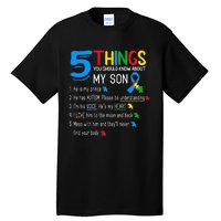 Autistic Son Autism Awareness Support For Mom Dad Parents Tall T-Shirt