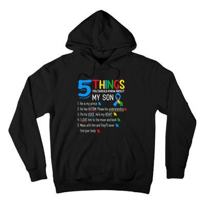 Autistic Son Autism Awareness Support For Mom Dad Parents Tall Hoodie