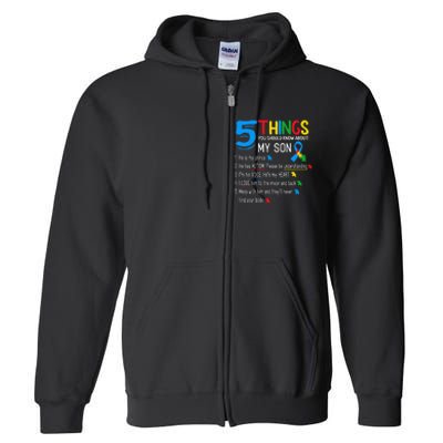 Autistic Son Autism Awareness Support For Mom Dad Parents Full Zip Hoodie