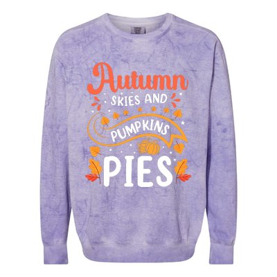 Autumn Skies And Pumpkin Pies Seasonal Graphic Colorblast Crewneck Sweatshirt