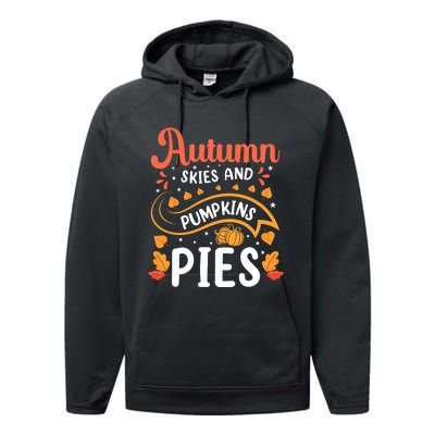 Autumn Skies And Pumpkin Pies Seasonal Graphic Performance Fleece Hoodie