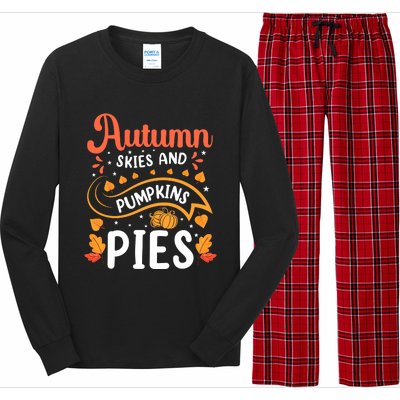 Autumn Skies And Pumpkin Pies Seasonal Graphic Long Sleeve Pajama Set