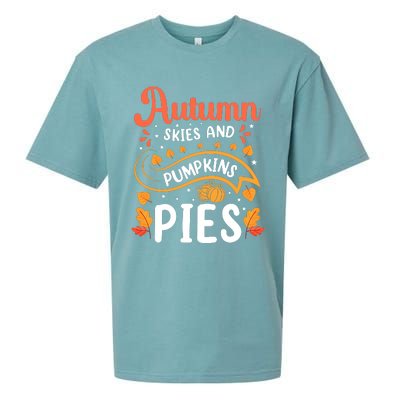 Autumn Skies And Pumpkin Pies Seasonal Graphic Sueded Cloud Jersey T-Shirt