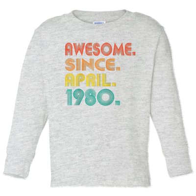 Awesome Since April 1980 Year Of Birth Birthday 1980 Vintage Raglan Baseball Toddler Long Sleeve Shirt