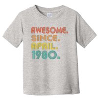 Awesome Since April 1980 Year Of Birth Birthday 1980 Vintage Raglan Baseball Toddler T-Shirt