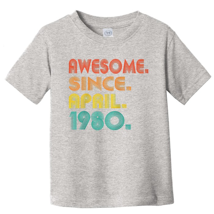 Awesome Since April 1980 Year Of Birth Birthday 1980 Vintage Raglan Baseball Toddler T-Shirt