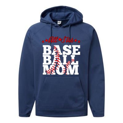 All Star Baseball Mom Cute Gift Performance Fleece Hoodie