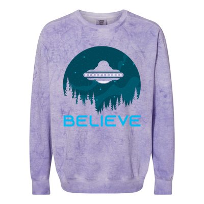 Alien Spaceship Believe Ufo Day Great Gift Colorblast Crewneck Sweatshirt