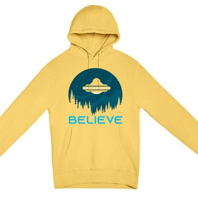 Alien Spaceship Believe Ufo Day Great Gift Premium Pullover Hoodie