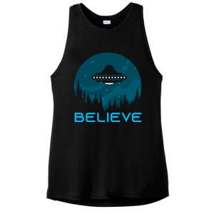 Alien Spaceship Believe Ufo Day Great Gift Ladies PosiCharge Tri-Blend Wicking Tank