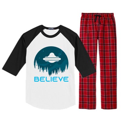 Alien Spaceship Believe Ufo Day Great Gift Raglan Sleeve Pajama Set