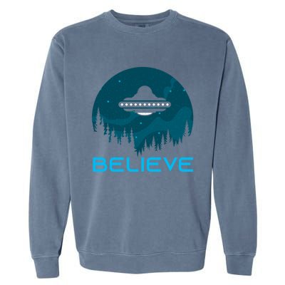 Alien Spaceship Believe Ufo Day Great Gift Garment-Dyed Sweatshirt