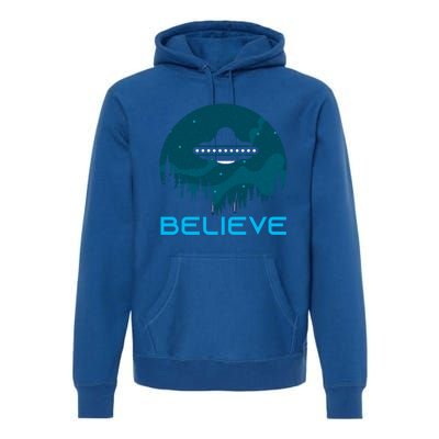 Alien Spaceship Believe Ufo Day Great Gift Premium Hoodie