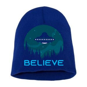 Alien Spaceship Believe Ufo Day Great Gift Short Acrylic Beanie