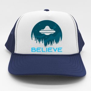 Alien Spaceship Believe Ufo Day Great Gift Trucker Hat