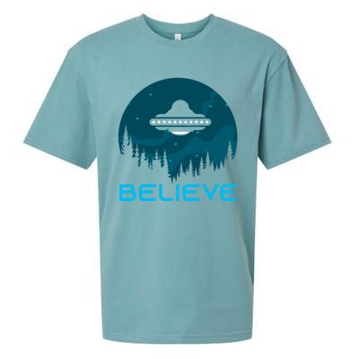 Alien Spaceship Believe Ufo Day Great Gift Sueded Cloud Jersey T-Shirt