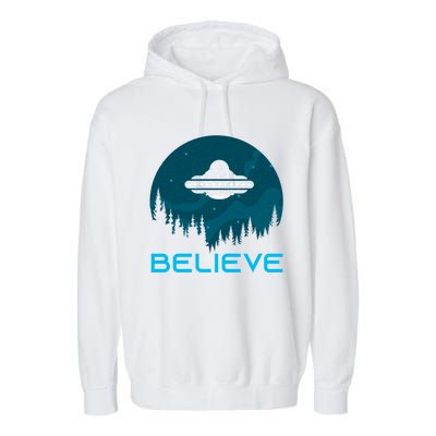 Alien Spaceship Believe Ufo Day Great Gift Garment-Dyed Fleece Hoodie