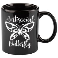 Anti Social Butterfly 11oz C Handle Ceramic Mug