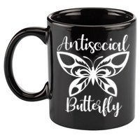 Anti Social Butterfly 11oz C Handle Ceramic Mug