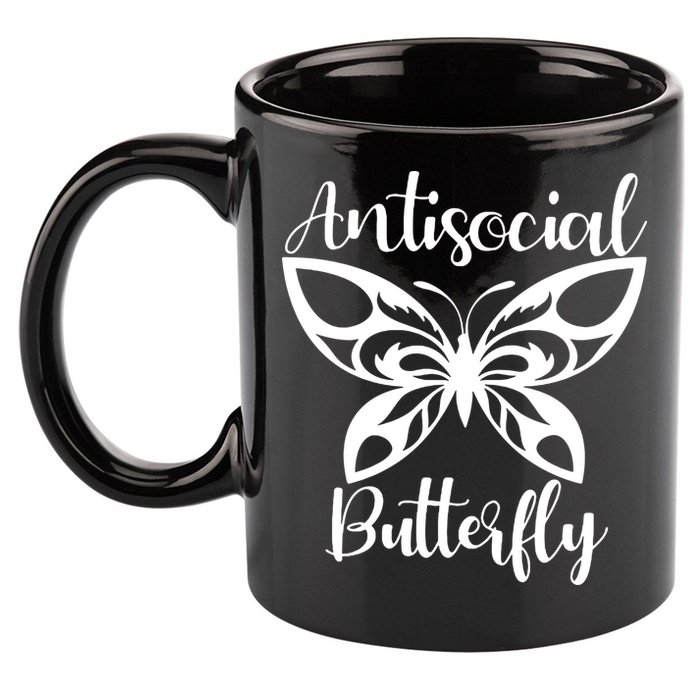 Anti Social Butterfly 11oz C Handle Ceramic Mug