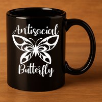 Anti Social Butterfly 11oz C Handle Ceramic Mug
