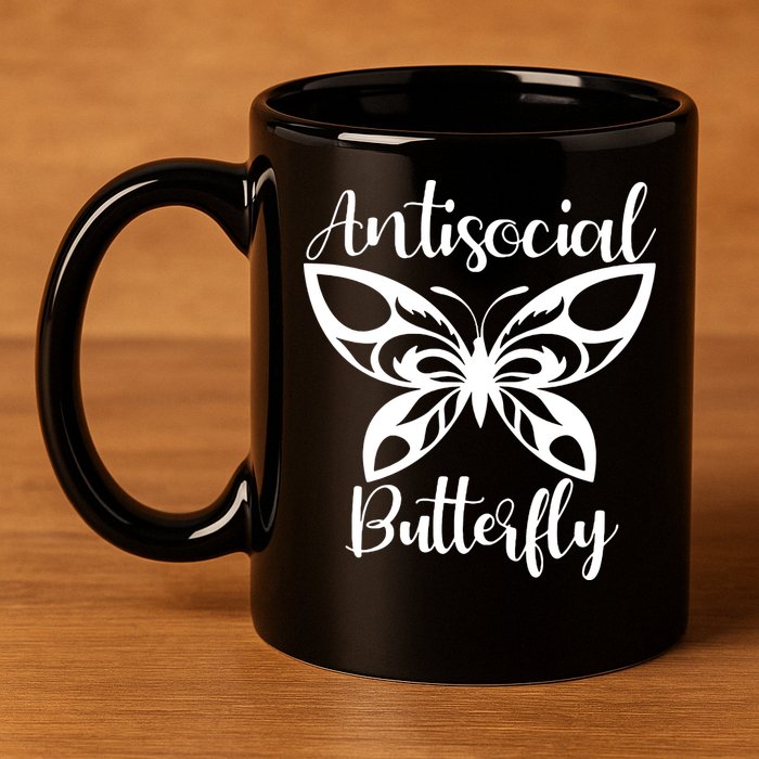 Anti Social Butterfly 11oz C Handle Ceramic Mug