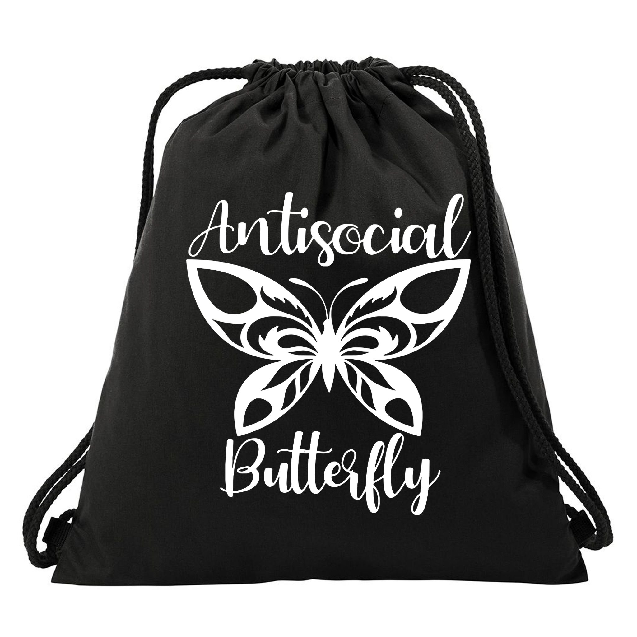 Anti Social Butterfly Drawstring Bag