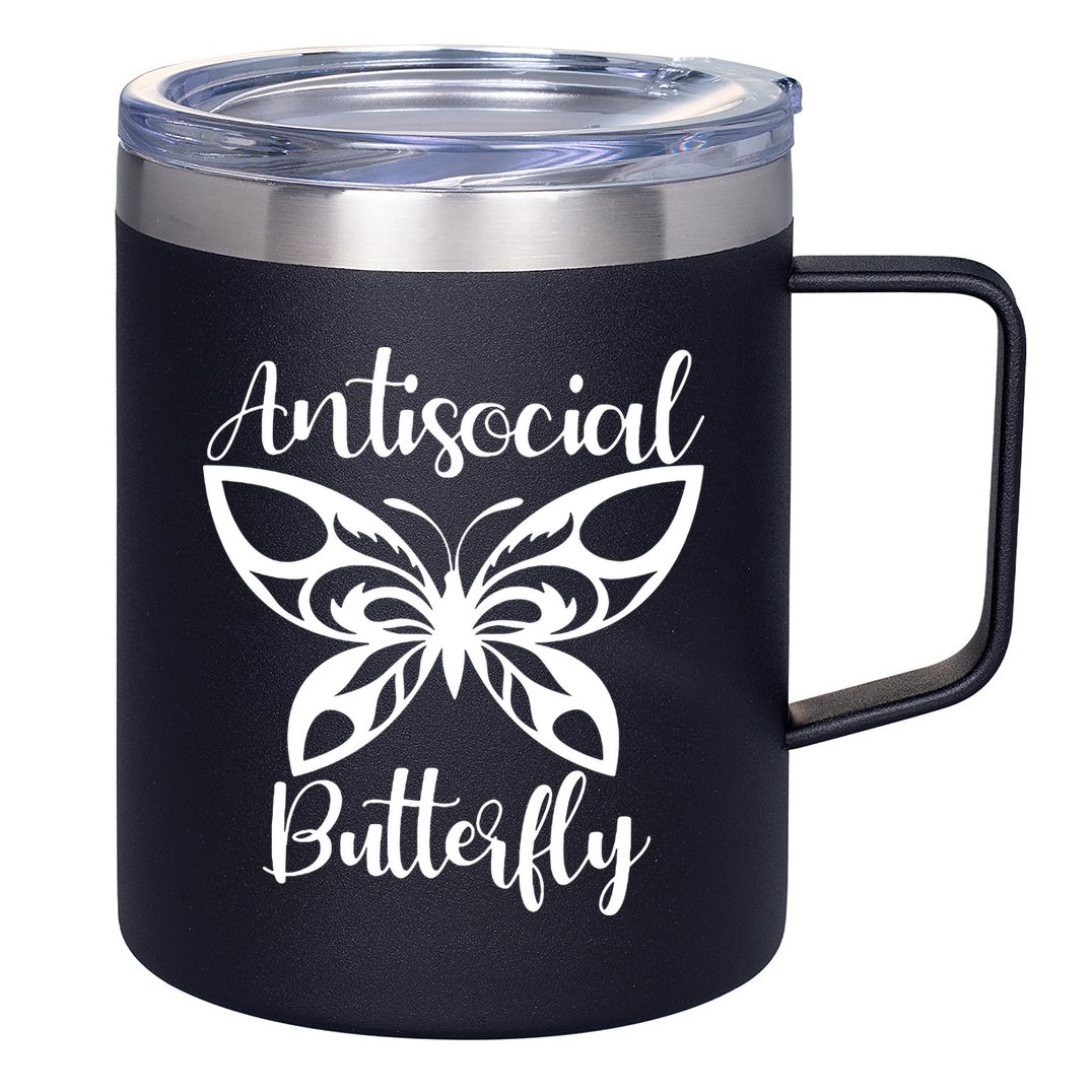 Anti Social Butterfly 12oz Stainless Steel Coffee Mug