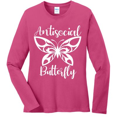 Anti Social Butterfly Ladies Long Sleeve Shirt