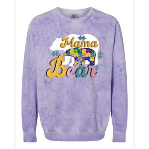 Autism Superpower Bear Mama Autism Awareness Day Funny Gift Colorblast Crewneck Sweatshirt