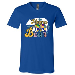 Autism Superpower Bear Mama Autism Awareness Day Funny Gift V-Neck T-Shirt