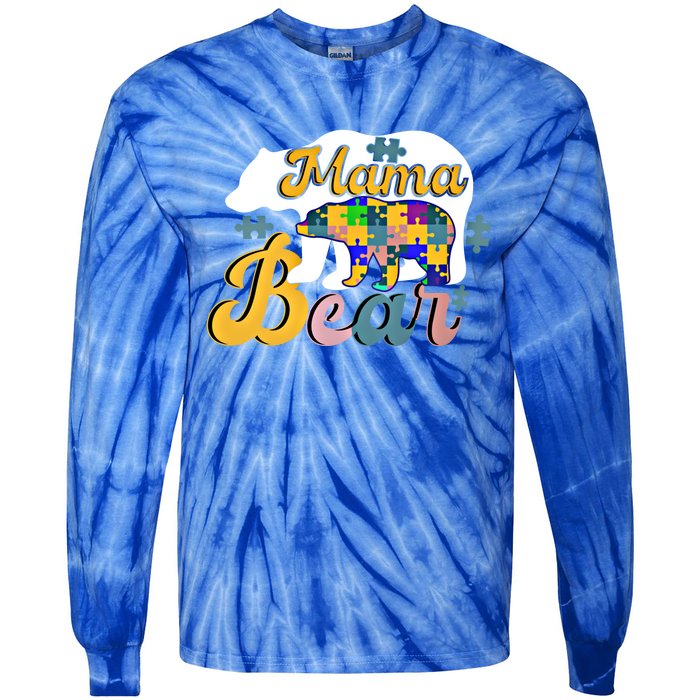 Autism Superpower Bear Mama Autism Awareness Day Funny Gift Tie-Dye Long Sleeve Shirt