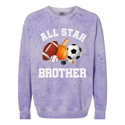 All Star Brother Brother Of The Birthday Boy Sports Colorblast Crewneck Sweatshirt