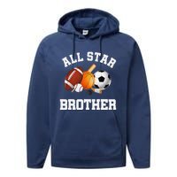 All Star Brother Brother Of The Birthday Boy Sports Performance Fleece Hoodie