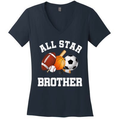 All Star Brother Brother Of The Birthday Boy Sports Women's V-Neck T-Shirt