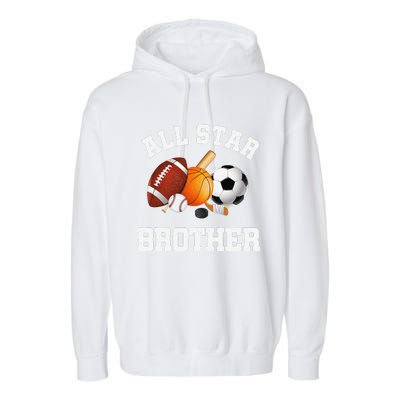 All Star Brother Brother Of The Birthday Boy Sports Garment-Dyed Fleece Hoodie